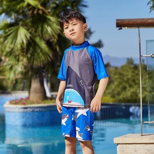 2T-12T Toddler Kids Boys Sun UV Protection Rashguard Swimsuit Bathing Suit Sets Quick Dry Swimwear Surfing Swimming Suits Cap
