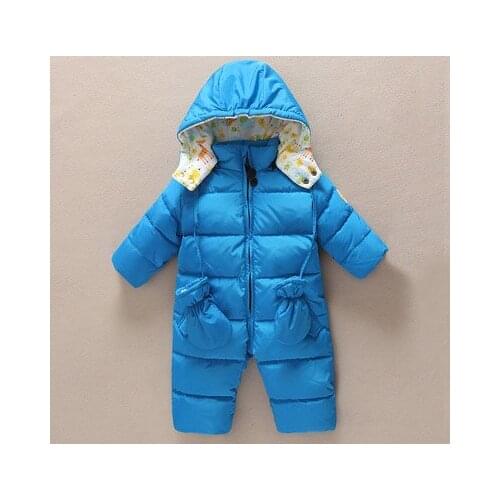 Childs baby girls down jacket kids girls down coat thick baby white duck down jumpsuit
