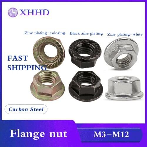 Flange Nut Black Carbon 304 A2-70 Stainless Steel Hex Flange Nylon Insert Lock Nut Self-locking Nylon Lock Nut