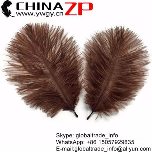 Leading Supplier CHINAZP Factory 20-25cm(8-10inch) 100pcs/lot Cheap Dyed Brown Decorative Ostrich Feathers