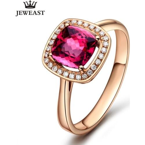 LSZB Natural red tourmaline 18K Pure Gold 2020 New Hot Selling Top Ring Women Ring For Ladies Woman Genuine Jewelry