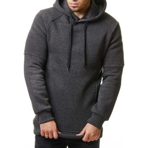 Mens Casual Style Striped Pleated Hoodie Fashion Long Sleeve Slim Fit Sweatshirt Men Casual Hooded