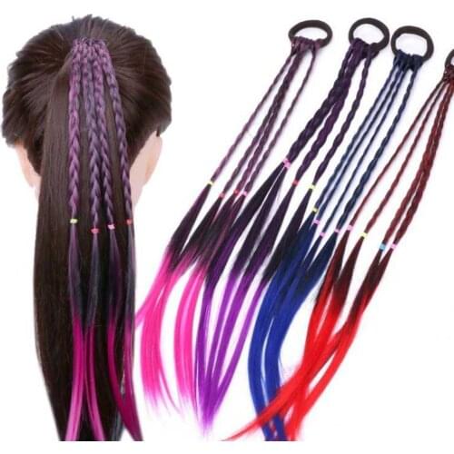 New Girls Elastic Hair Band Rubber Band Hair Accessories Wig Ponytail Headband Kids Twist Braid Rope Headdress Hair Braider