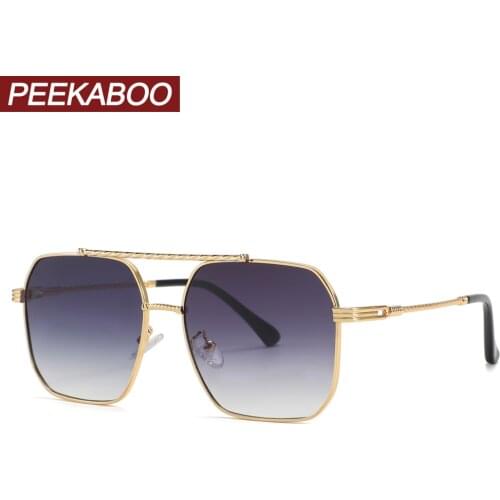Peekaboo big frame sunglasses women square double bridge metal glasses for men fashion high quality uv400 2022 gift items