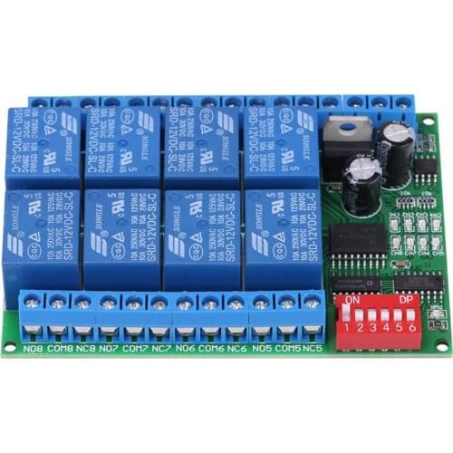 DC 12V 8 Channel RS485 Relay Command Programmable Control Module Board 4 channel optical coupling isolation