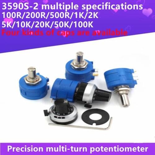 Precision Multi-Turn Winding Potentiometer 3590S-2 Rotating Scale Knob A03 Adjustable Resistance 103L 502L 104L 1K5K10K100K Ohm