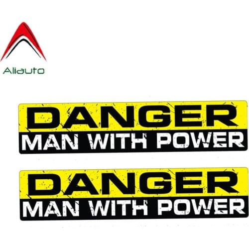 Aliauto 2 X Warning Car Sticker Danger Man with Power Waterproof Sunscreen Reflective Cover Scratch Decal PVC,15cm*3cm