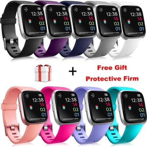 Replacement Band For Fitbit Versa/Versa Lite Strap With Screen Protector Silicone Bracelet Accessories For Fit Bit Versa Band