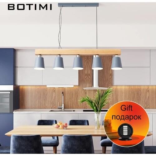 BOTIMI Modern 220V Metal Pendant Lamp Nordic Minimalist Bedroom Living Room Lamp Dining Room Lamp