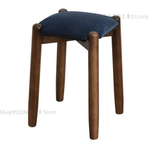 Stool Home Stool Modern Makeup Dressing Stool Fashion Creative Solid Wood Square Stool Dining Stool Fabric Adult Small Chair