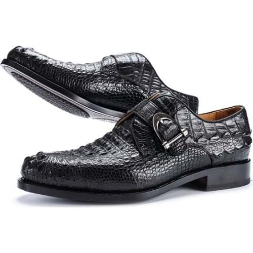 Hujingsha Men formal single shoes leisure business crocodile leather men shoes crocodile leather shoes