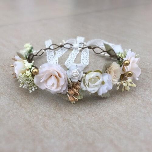 Ivory and Sage Flower Wreath Floral Crown