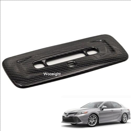 Wooeight 1Pc For Toyota Camry 2018 Carbon Fiber Rear Tail Read Reading Switch Light Lamp Decoration Trim Frame Panel Cover