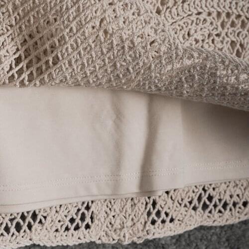 Women Suit T-Shirt Skirt Pullover Summer O-Neck Short Sleeve Mini A-Line Hollow Out Elegant High Street Chic Stunning Top M