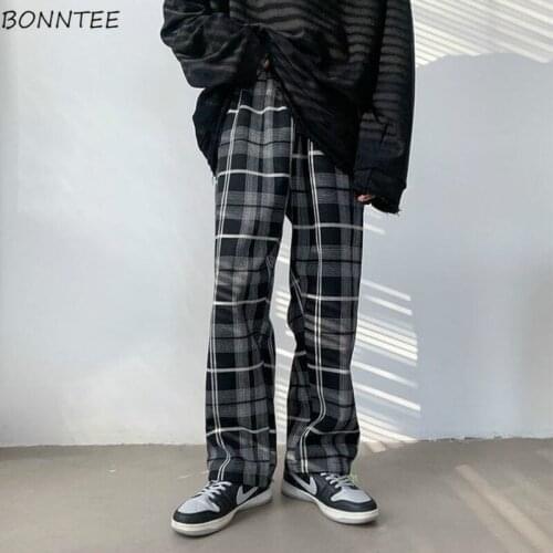 Casual Pants Women Plus Velvet Elastic Waist Plaid Loose Vintage All-match Fashion Chic Harajuku Ins Streetwear Autumn Females