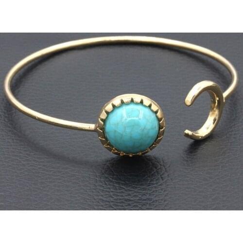 Blue Red Stone Vintage Golden Silver Plated Opening Adjustable Women Bracelets & Bangles
