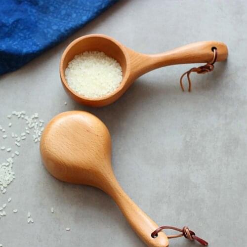 1Pc Japanese Style Wooden Spoon Portable Kitchen Rice Cereal Soup Teaspoon Salt Utensils