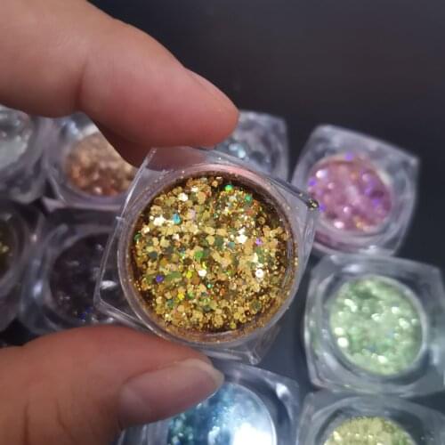 12Pcs/Set Mix-Size Laser Gols Holo Sequins Super Shining Paillette Nail Art Flakes Decorations