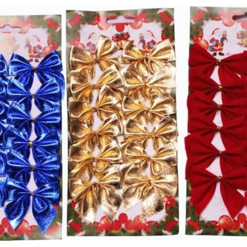 12PCs/ Pack Christmas Tree Decorations Baubles Tree Bows Ornament Kerst New Year Natal Navidad Christmas Bows For Home