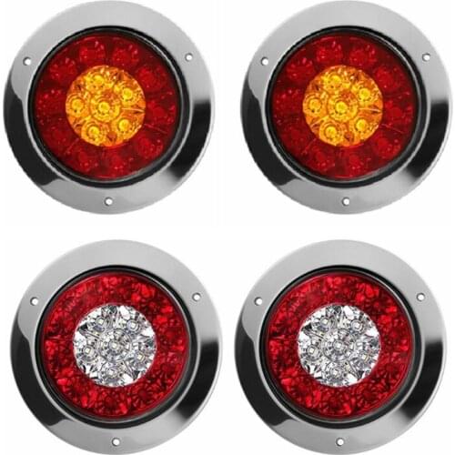 MK-127 Round 16LED Truck Trailer Cargo Tail Stop Brake Taillights Running Turn Signal Lights Waterproof 12-24V 2 Pieces