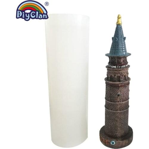 3D Tower Silicone Candle Mold Galata Tower Shape DIY Ornaments Decoration Mould Handmade Making Plaster Resin Crafts Molds