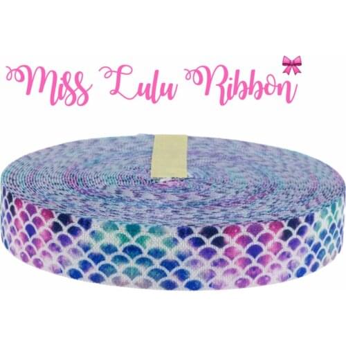 5/8"16mm Scale Series Gradient Color Printed Fold Over Elastic Ribbon Hair Band Making DIY Party Decor 10yards MD180228-75-13487