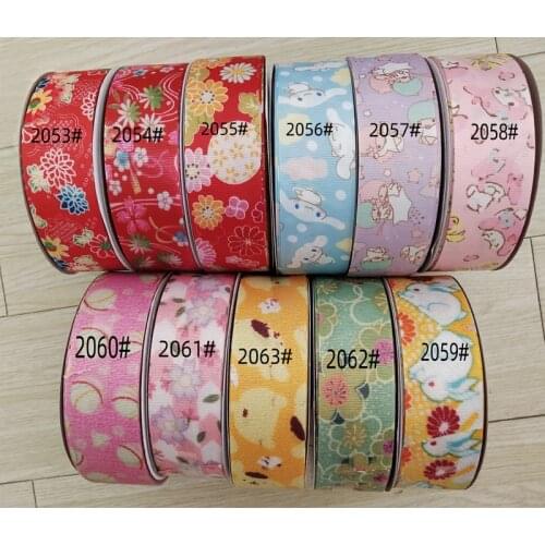 5yards/lot Grosgrain Ribbon Printed Lovely Floral Satin Ribbons for DIY Bow Craft Card Gifts Wrapping Materials(25/38mm)