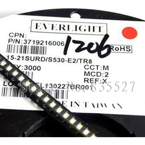50PCS/LOT ( Make EVER LIGHT ) 3216 1206 red SMD LED lamp beads bright LED light emitting diode