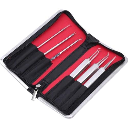 6pcs New Remover Black Head Extractor Comedone Tool Acne Tweezer Comedo Machine Set And Brands Removal Pimple Needle Blackhead