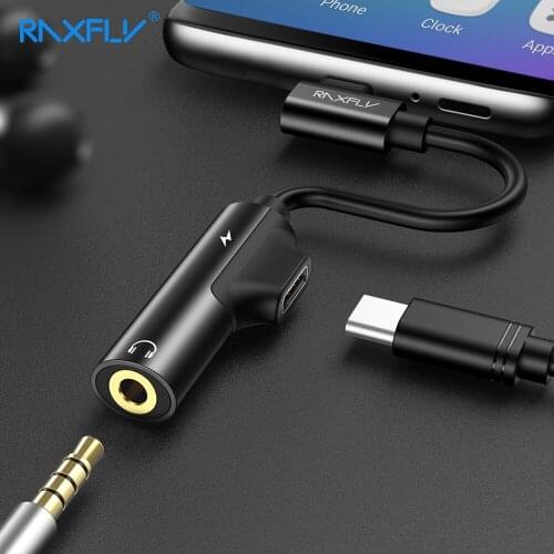 RAXFLY 2 in 1 USB Type C to 3.5mm AUX Adapter For Xiaomi Mi6 Mi 8 3.5 Headphone Jack Audio Charger Converter For Huawei P20 Pro