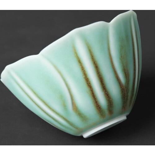 Antique Coarse Pottery Tea Cup Vintage Green Drinkware Water Mug Lotus Master Tea Mug Teaware Coffee Milk Teacup Decor