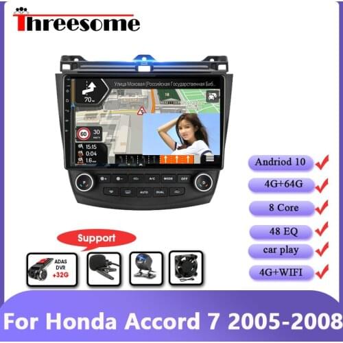 10" Android 10.0 4G Net 48EQ Car radio For Honda Accord 7 2005-2008 RDS DSP IPS GPS Navigation 4G+64G Multimedia Video Player