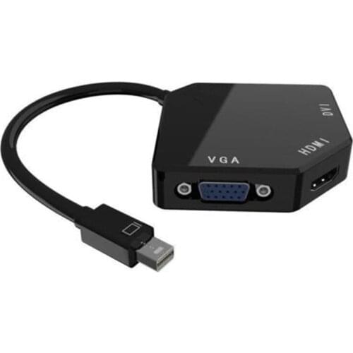 Free shipping Mini DP Displayport Thunderbolt to HDMI DVI VGA Adapter for Apple MacBook Black
