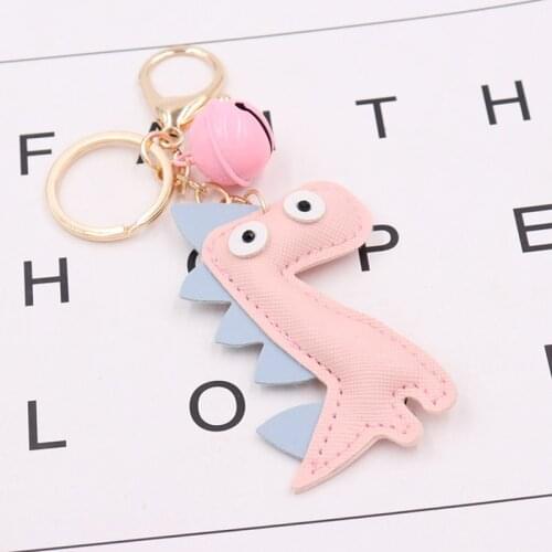 Animal Dinosaur Pu Leather Key Chain Creative Cute Cartoon Keychain Key Ring Girls Bag Ornaments Bag Phone Car Accessories Gift