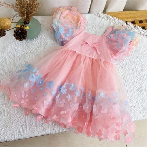 Fashion Girl Glitter Dress Summer Princess Kis Tutu Dresses Children Casual School Wear Clothes Brief Kids Sundress 2-7Years