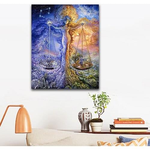 DIY colorings pictures by numbers with colors Libra constellation tree picture drawing painting by numbers framed Home