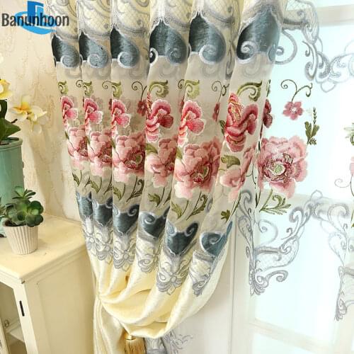 European Luxury Hollow Soluble Curtains Embroidery Screens For Living Room Bedroom Tulle Window Sheer Cloth Drapes