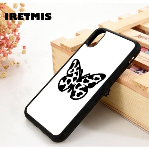 Iretmis 5 5S SE 2020 6 6S Silicone Rubber Phone Case Cover for iPhone 7 8 Plus X Xs 11 12 MINI Pro Max XR Cow Print Butterfly