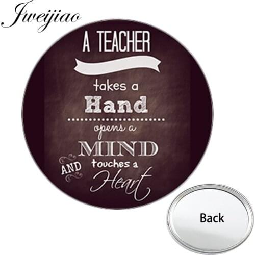 JWEIJIAO Art Photo Thanks Teacher One Side Flat Mini Pocket Mirror Compact Portable Makeup Vanity Hand Travel Purse Mirror