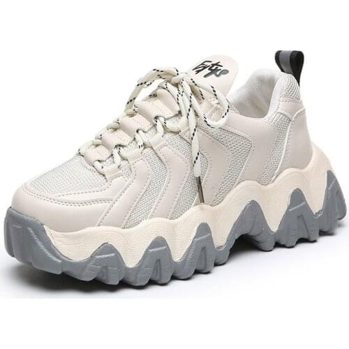 Spring Korean Platform Sneakers Women Shoes Thick Bottom Black Leather Sneakers Breathable Slip On Sneakers Casual Shoes Woman