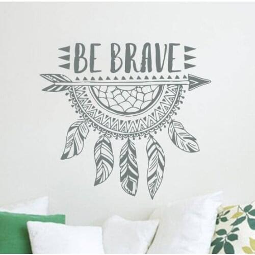 Dream Catcher Wall Art Decal Be Brave Arrow Vinyl Wall Sticker Kids Room Home Decor Boho Bohemian Feather Wall Stickers AY1315