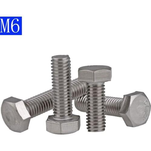M6 - 1.0 (6mm) 304 Stainless Steel Metric Full Thread Hexagon Head Bolts Screws A2 - 70 DIN 933