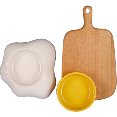 Pet Cat Bowl Non-Slip Double Cat Feeding Food Water Bowls Plastic Detachable Kitten Puppy Bowls With Stand Cats Bowl Supplies