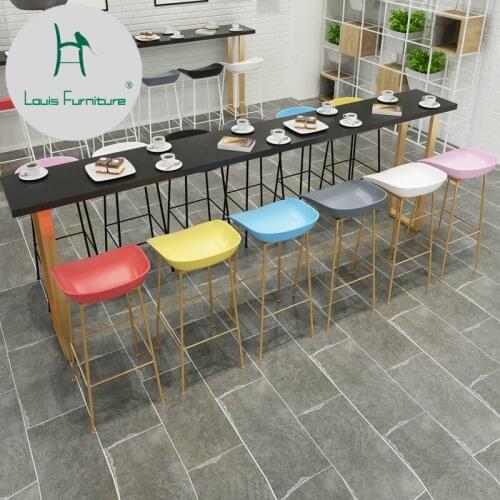 Louis Fashion Chairs Bar Iron Family High School Creative Milk Tea Shop Cafe Counter