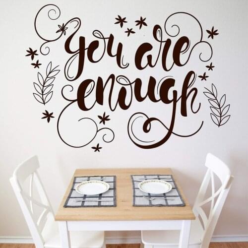 Motivation Quotes Wall Sticker Quote You Are Enough Vinyl Decal Bedroom Living Room Decor Removable Home Decoration Accessories
