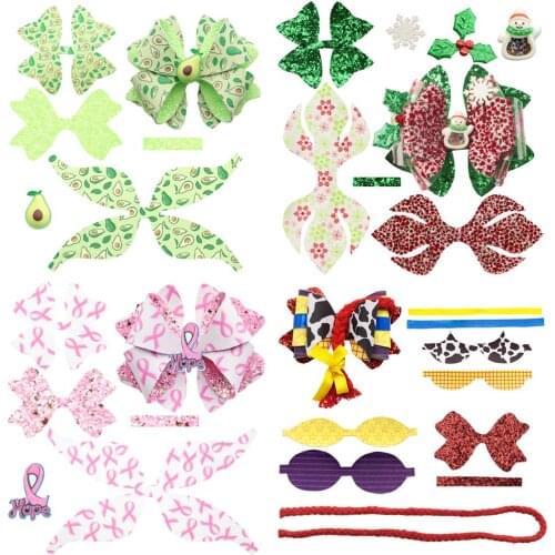 Dog Faux Synthetic Leather Bow-knot Kit DIY Hair Bow Making For Bow-knot Handmade Material Without Clips,1Yc18865