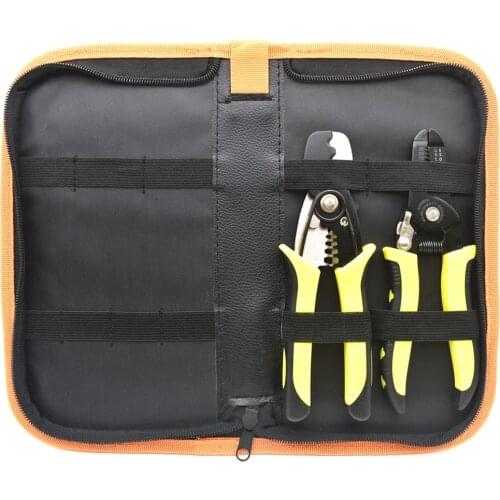 Multifunctional Wire Stripper Kit Cable Cutting Pliers With Leather Tool Bag 8~22AWG 0.6~3.3mm Peeling Hand Tools