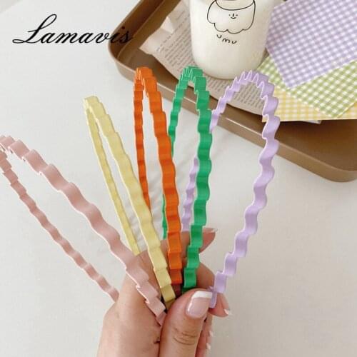 2020 New Hair Band Color Wave Headdress Sweet Hair Hoop Non-Slip Fine Hair Forest Tie Hair Band Girl Headdress Hair Bandana