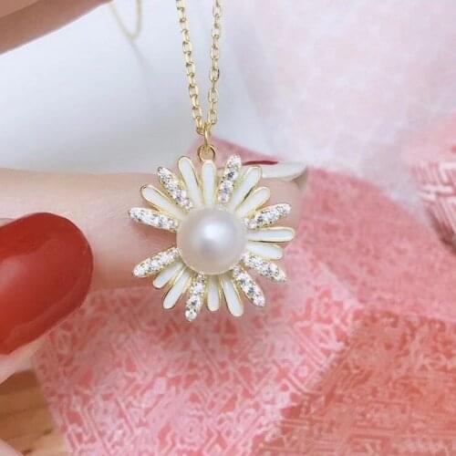 New Style Flower 925 Sterling Silver Necklace Set Findings Jewelry Settings Mountings Parts for Akoya Edison Pearls, Coral, Jade