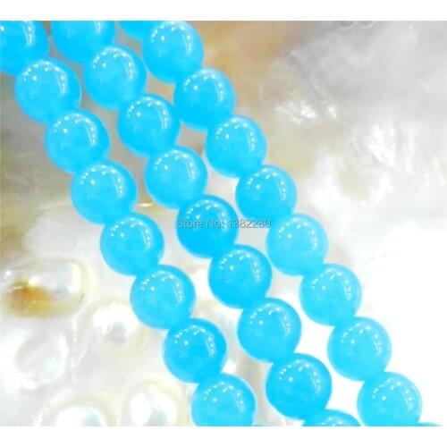 Wholesale!Blue chalcedony 8mm round loose beads 15 inch DIY stone suitable for women to make design bracelet necklace
